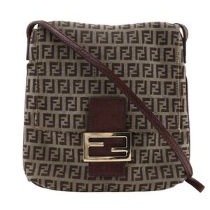 Fendi Zucchino shoulder bag brown nylon canvas magnetic closure